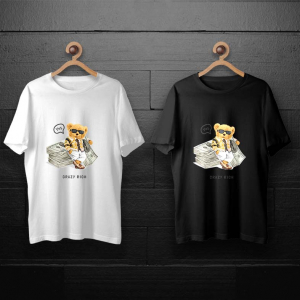 طرح لایه باز خرس تدی با دلار و پیراهن طلایی برای چاپ روی انواع تیشرت